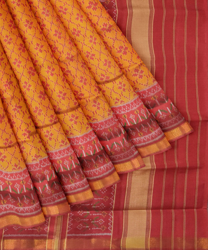 Yellow maroon handloom patola silk saree