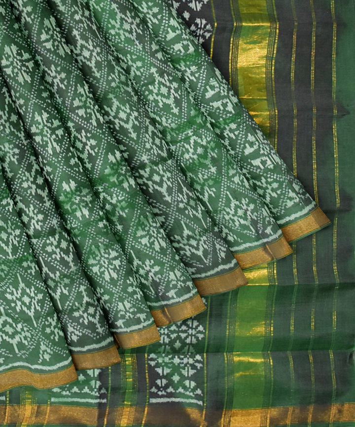 Dark green handwoven patola silk saree