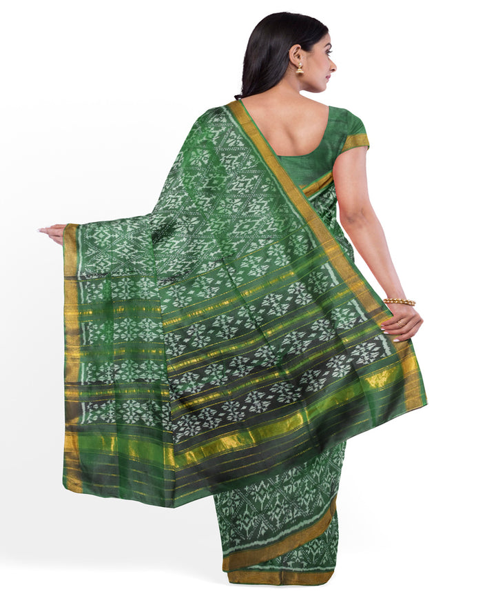 Dark green handwoven patola silk saree