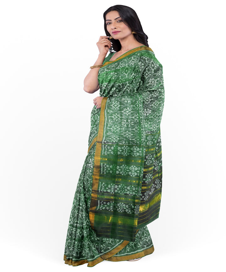 Dark green handwoven patola silk saree