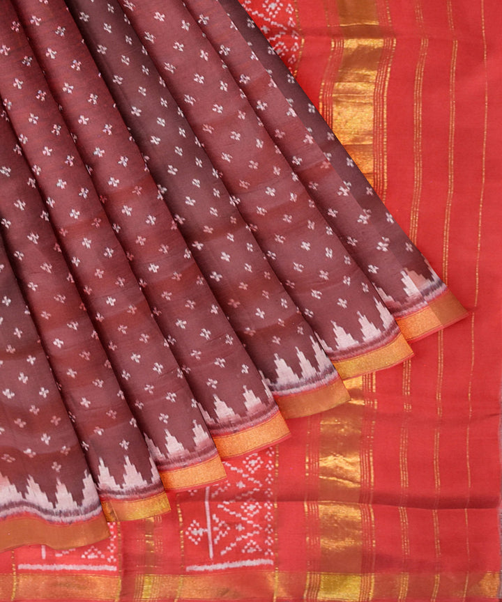 Coffee red silk handloom patola saree