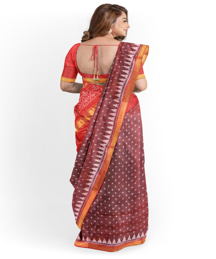 Coffee red silk handloom patola saree