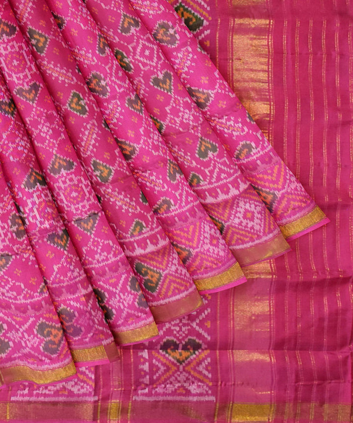 Pink handwoven patola silk saree