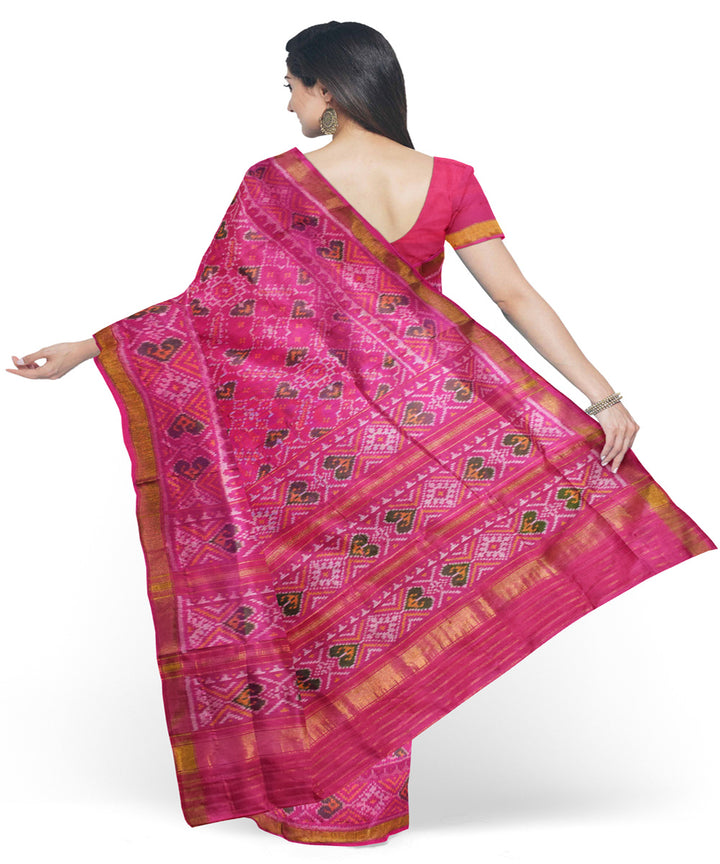 Pink handwoven patola silk saree