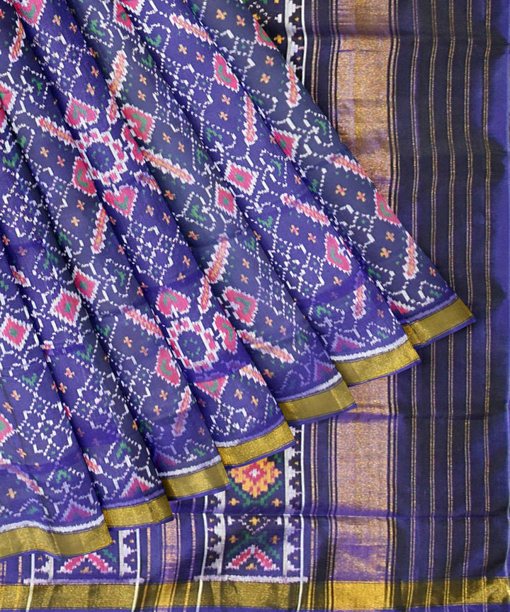 Navy blue patola silk handloom saree