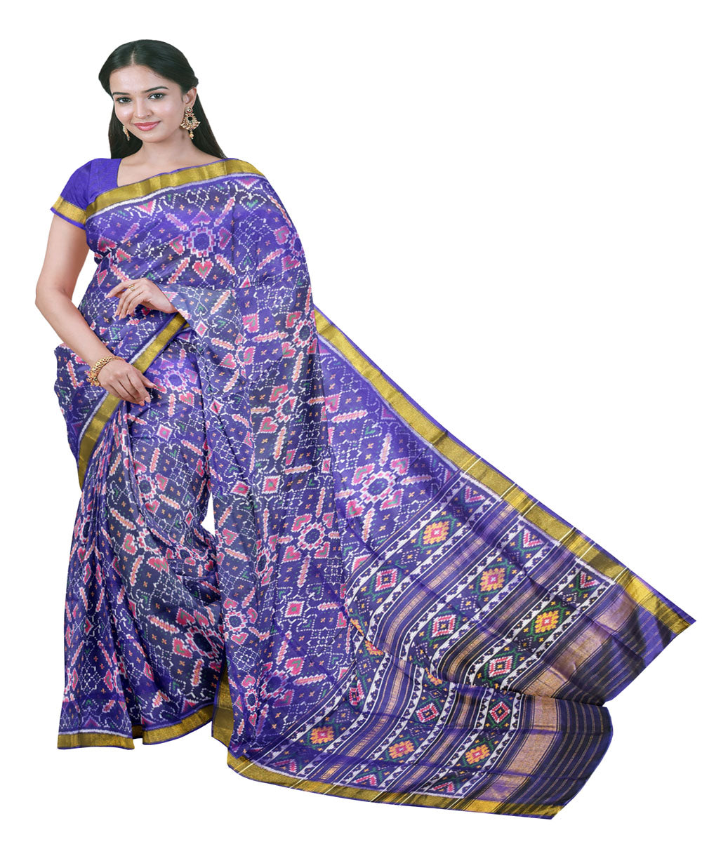 Navy blue patola silk handloom saree