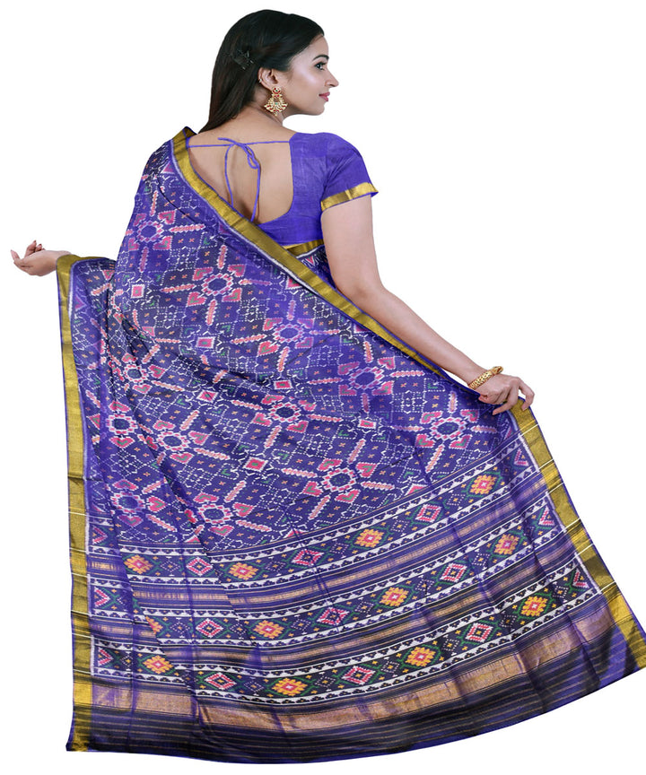 Navy blue patola silk handloom saree