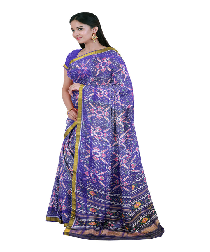 Navy blue patola silk handloom saree