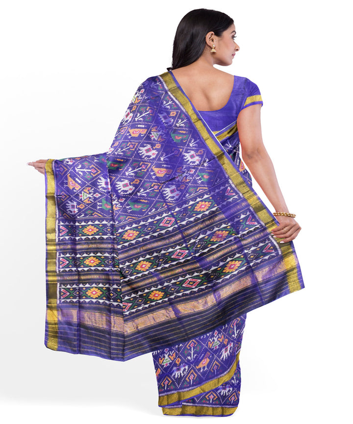 Navy blue silk handloom patola saree