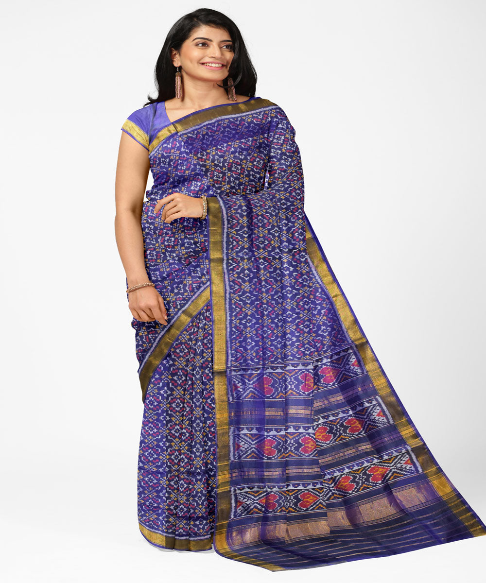 Navy blue handloom patola silk saree