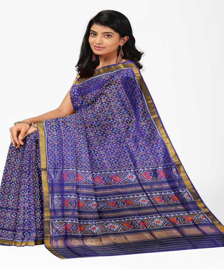 Navy blue handloom patola silk saree