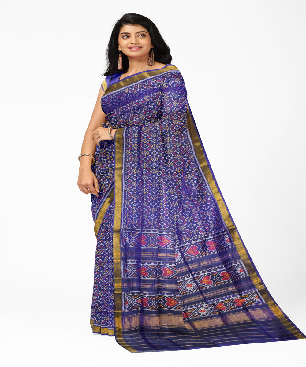 Navy blue handloom patola silk saree