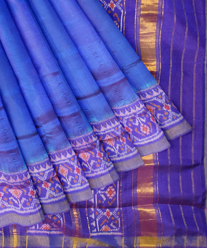 Deep blue silk handloom patola saree