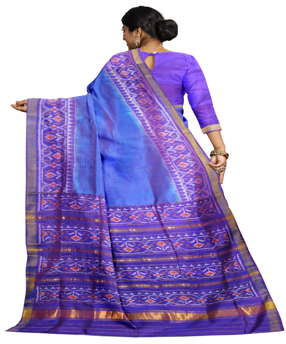 Deep blue silk handloom patola saree