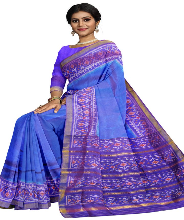 Deep blue silk handloom patola saree