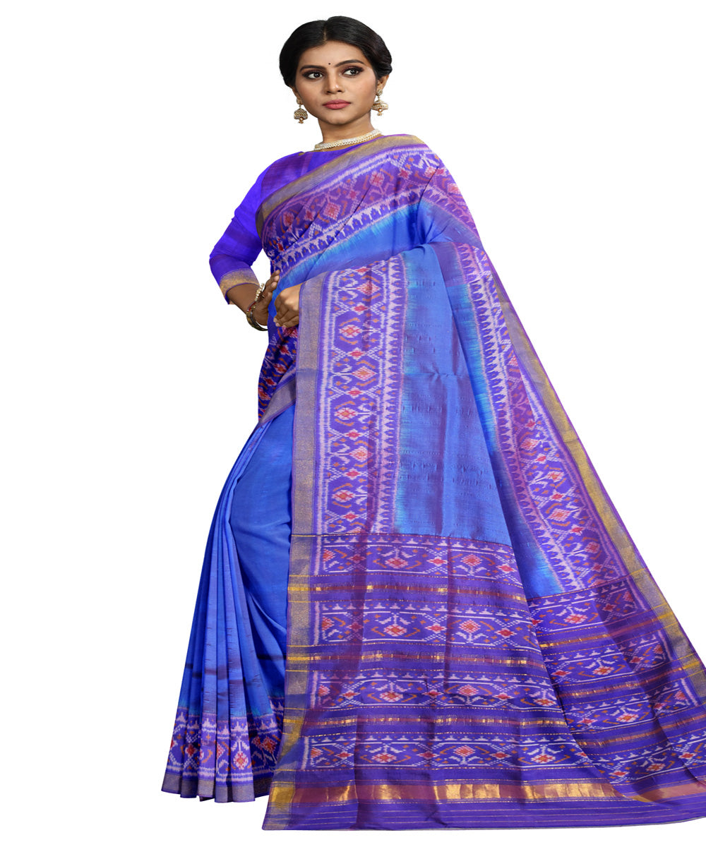 Deep blue silk handloom patola saree