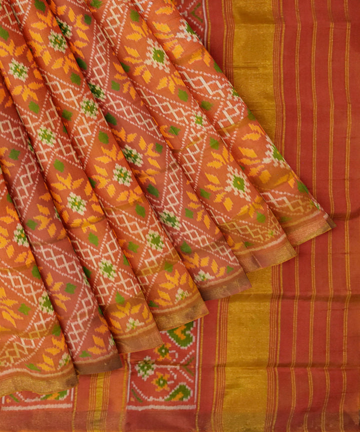 Orange handloom patola silk saree