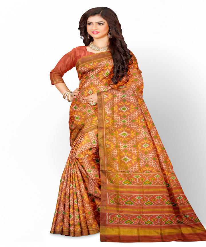 Orange handloom patola silk saree