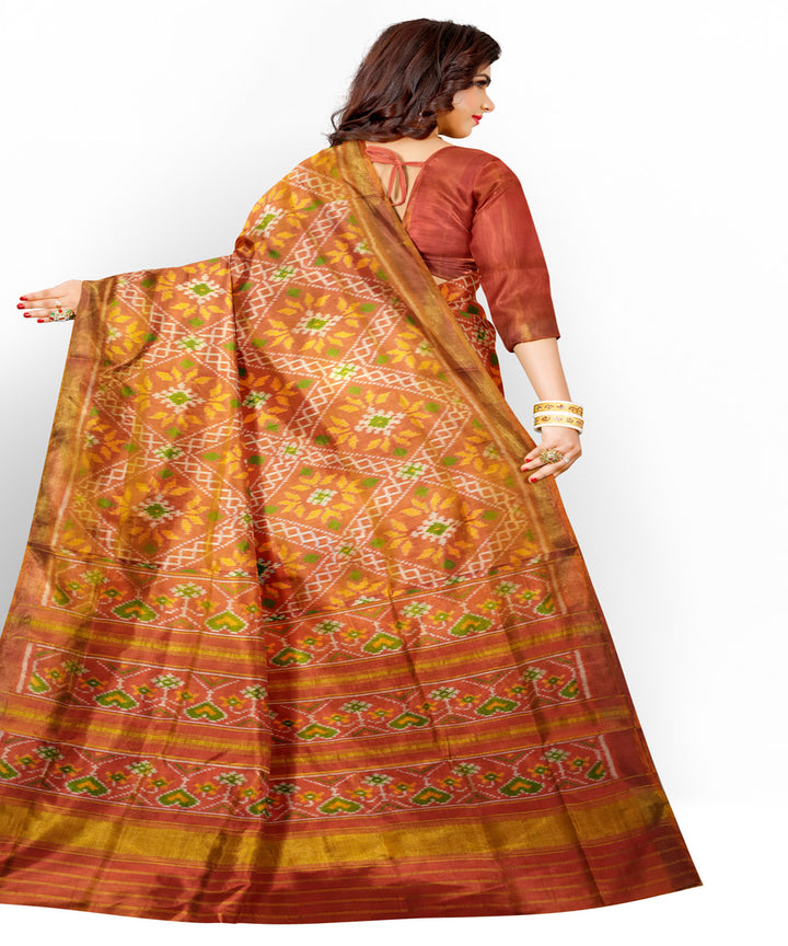 Orange handloom patola silk saree