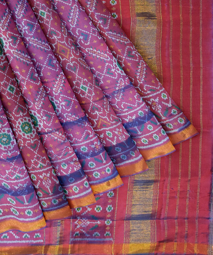 Purple red patola silk handloom saree