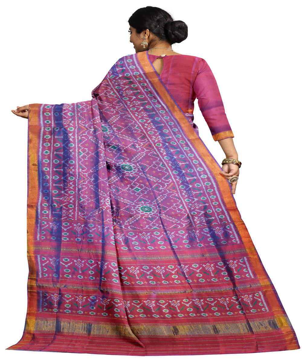 Purple red patola silk handloom saree