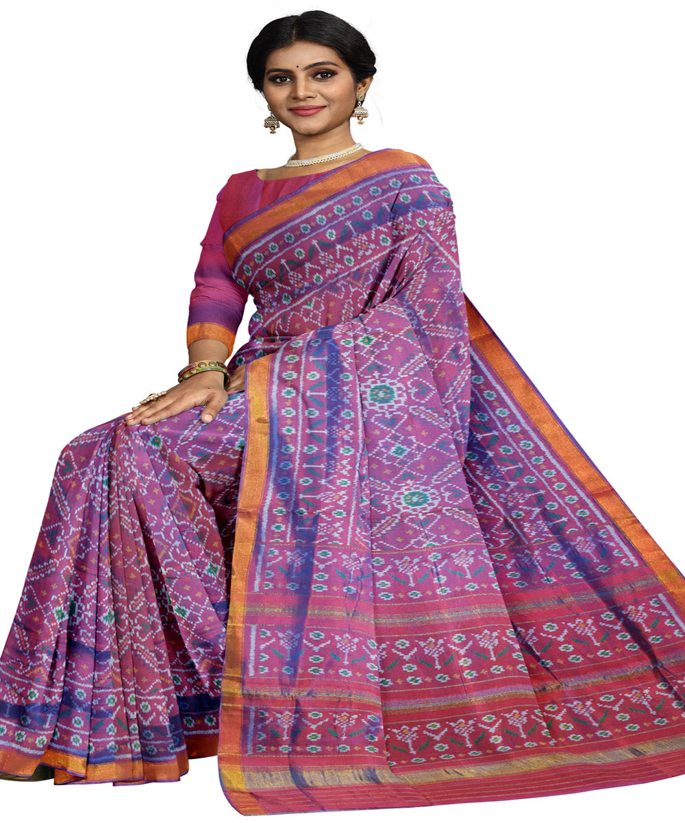 Purple red patola silk handloom saree