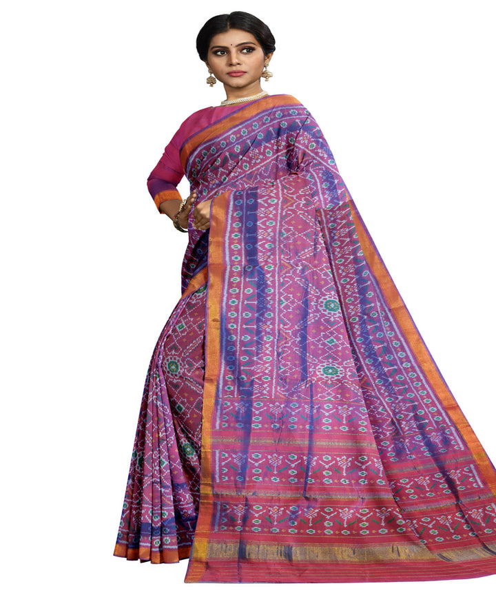 Purple red patola silk handloom saree