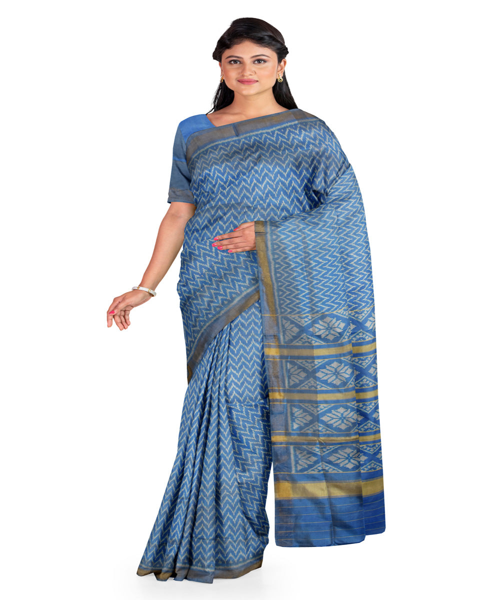 Turquoise blue handwoven patola silk saree