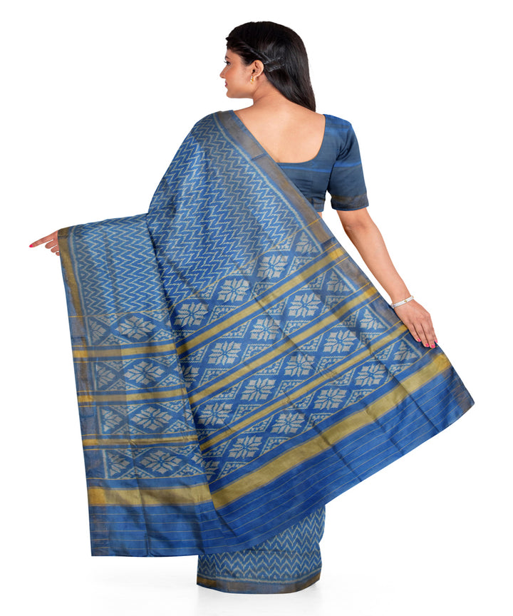 Turquoise blue handwoven patola silk saree