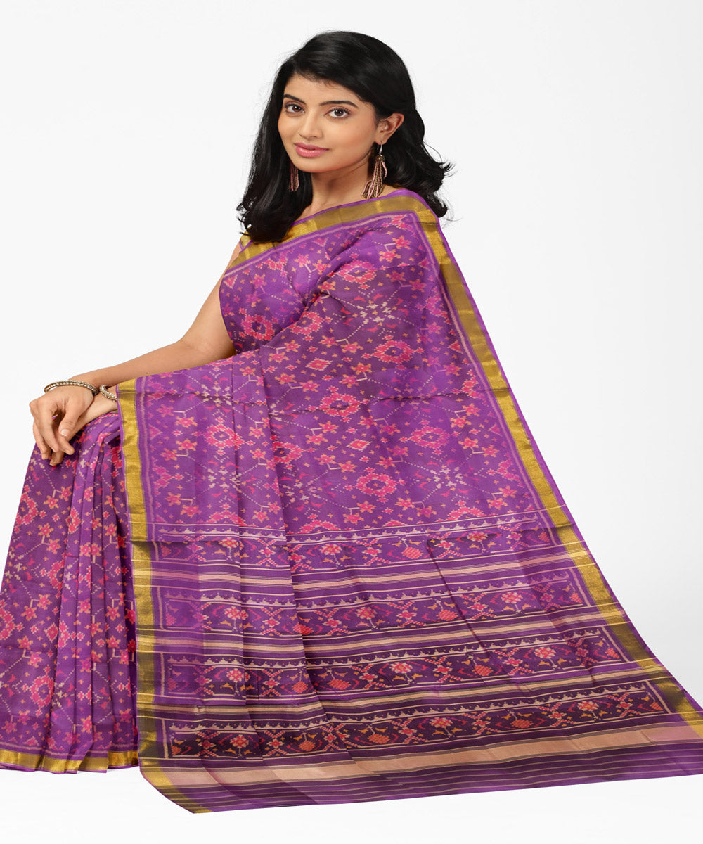 Purple handloom patola silk saree