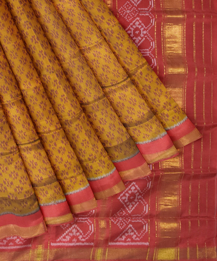 Yellow red silk handloom patola saree