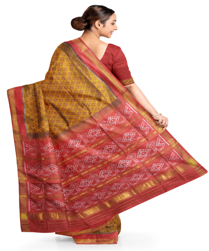 Yellow red silk handloom patola saree