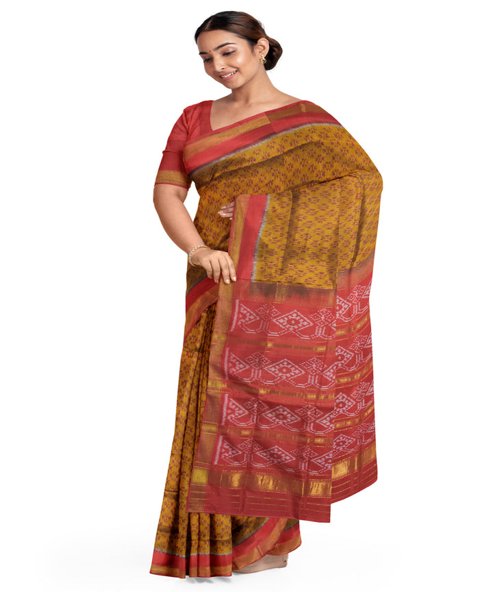 Yellow red silk handloom patola saree