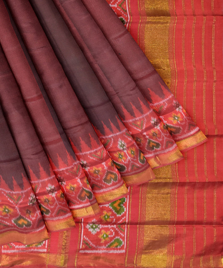 Deep red silk handloom patola saree