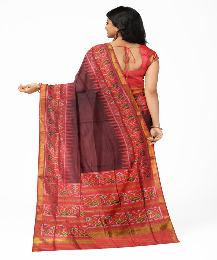 Deep red silk handloom patola saree