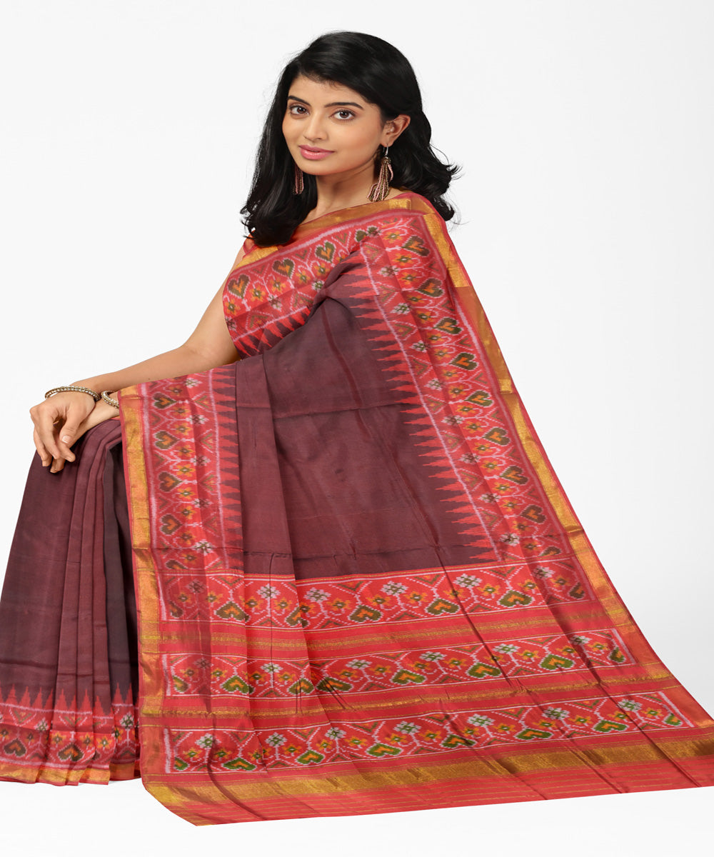 Deep red silk handloom patola saree