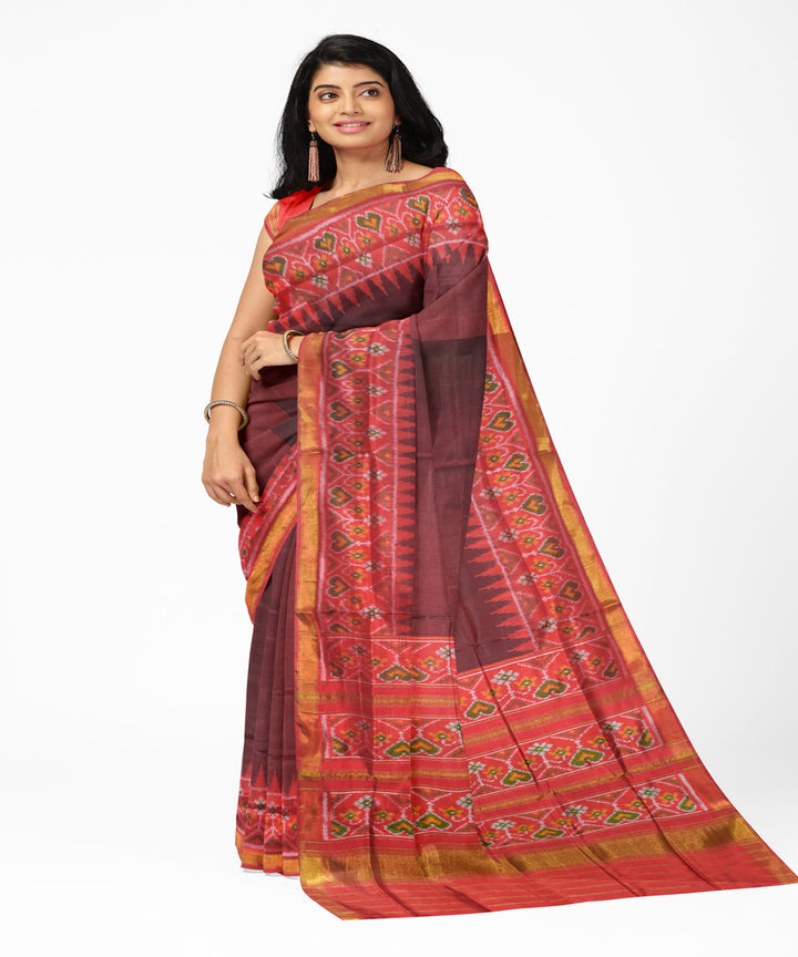 Deep red silk handloom patola saree