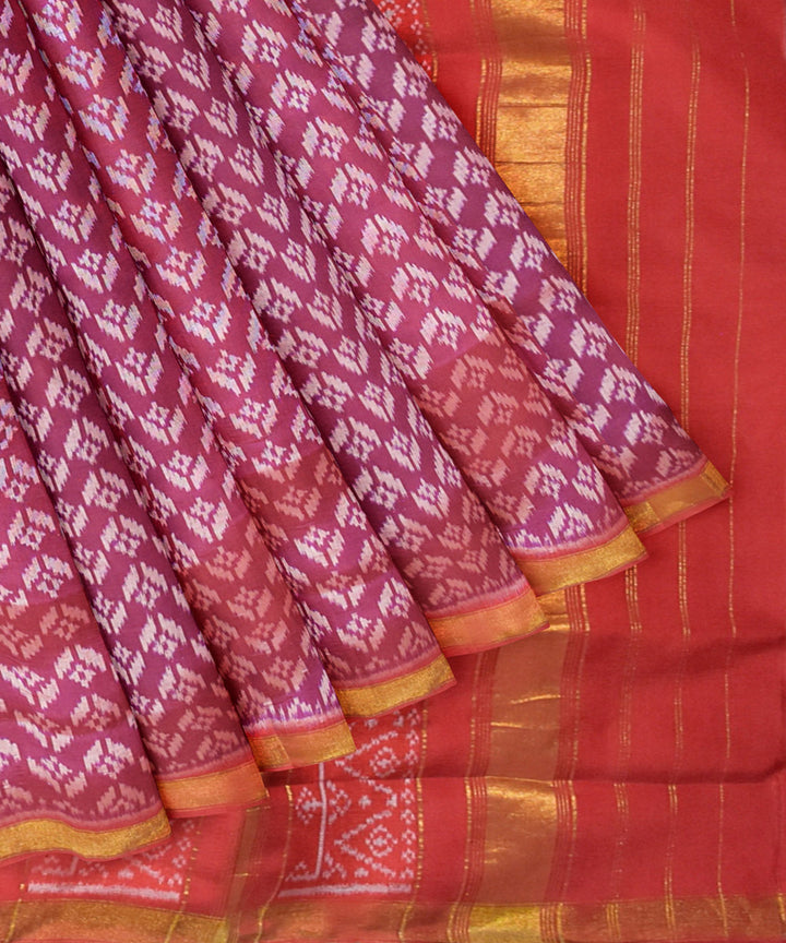 Purple red handloom patola silk saree