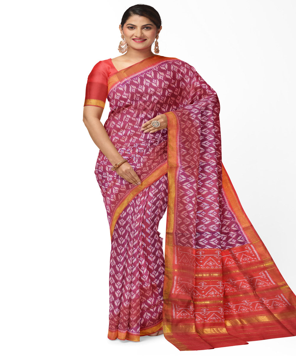 Purple red handloom patola silk saree