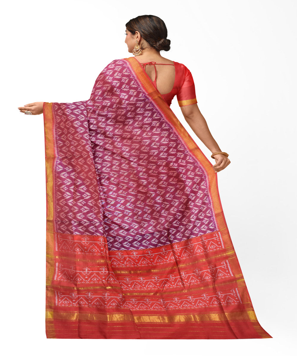 Purple red handloom patola silk saree