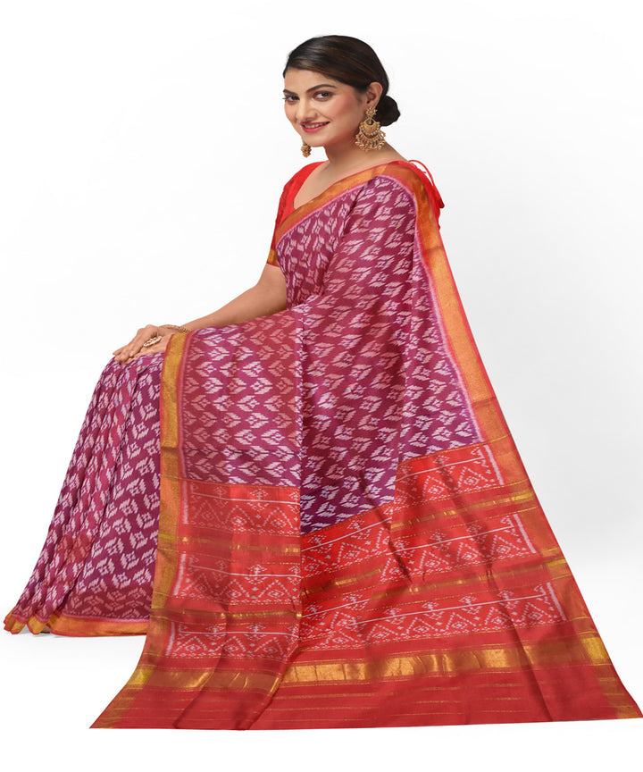 Purple red handloom patola silk saree