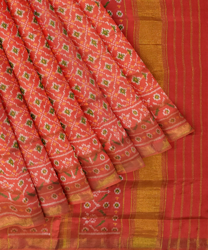 Orange silk handloom patola saree