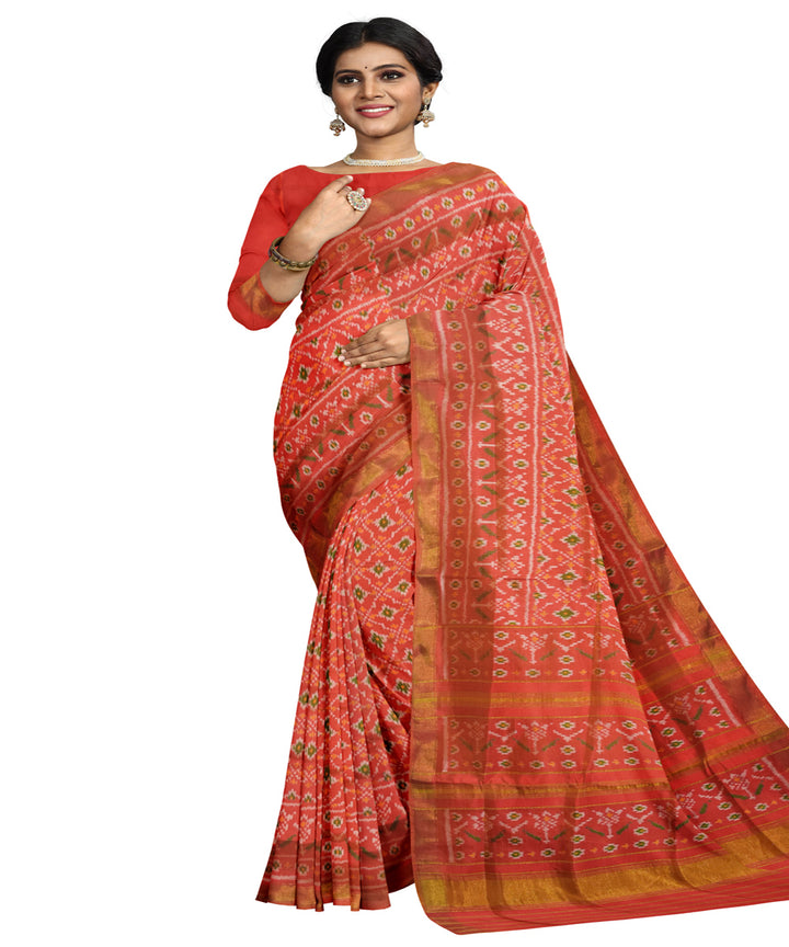 Orange silk handloom patola saree