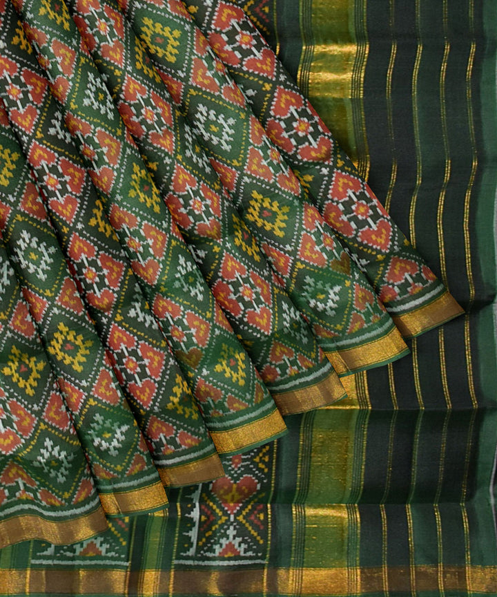 Dark green handloom patola silk saree