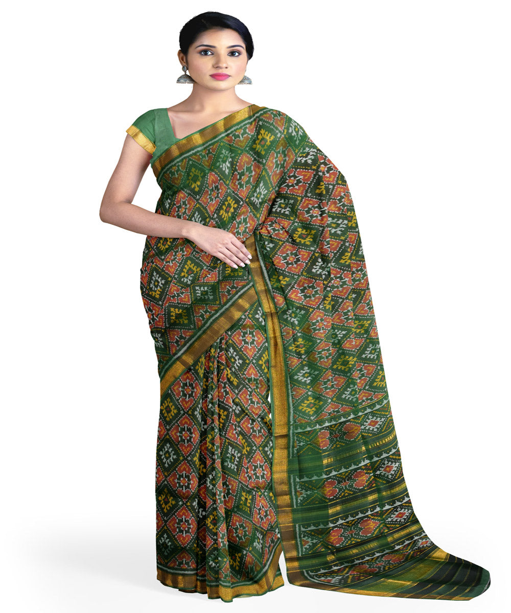 Dark green handloom patola silk saree