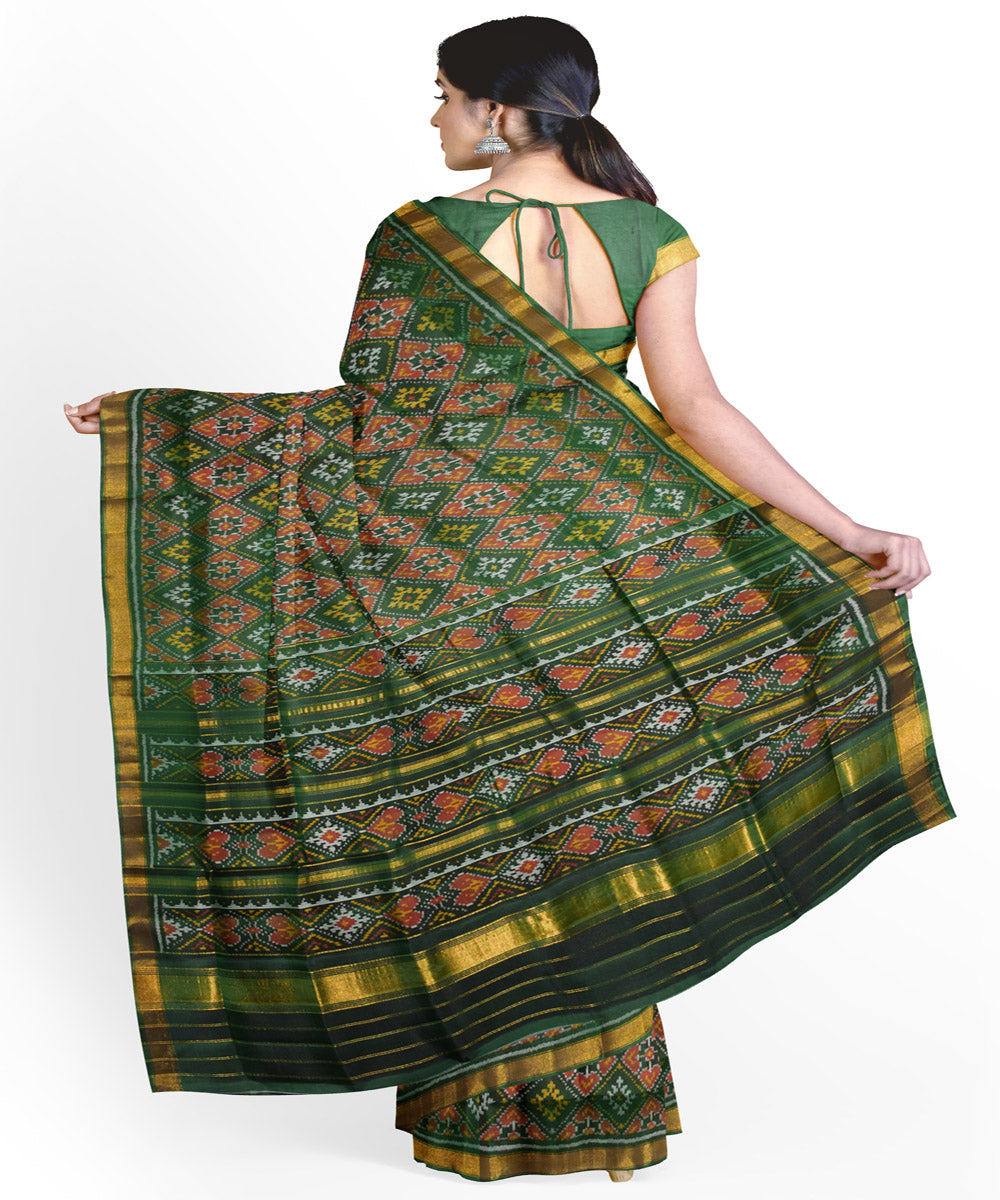 Dark green handloom patola silk saree