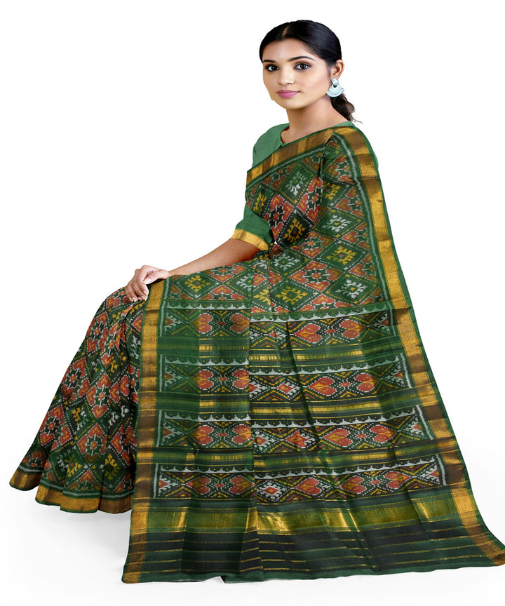 Dark green handloom patola silk saree