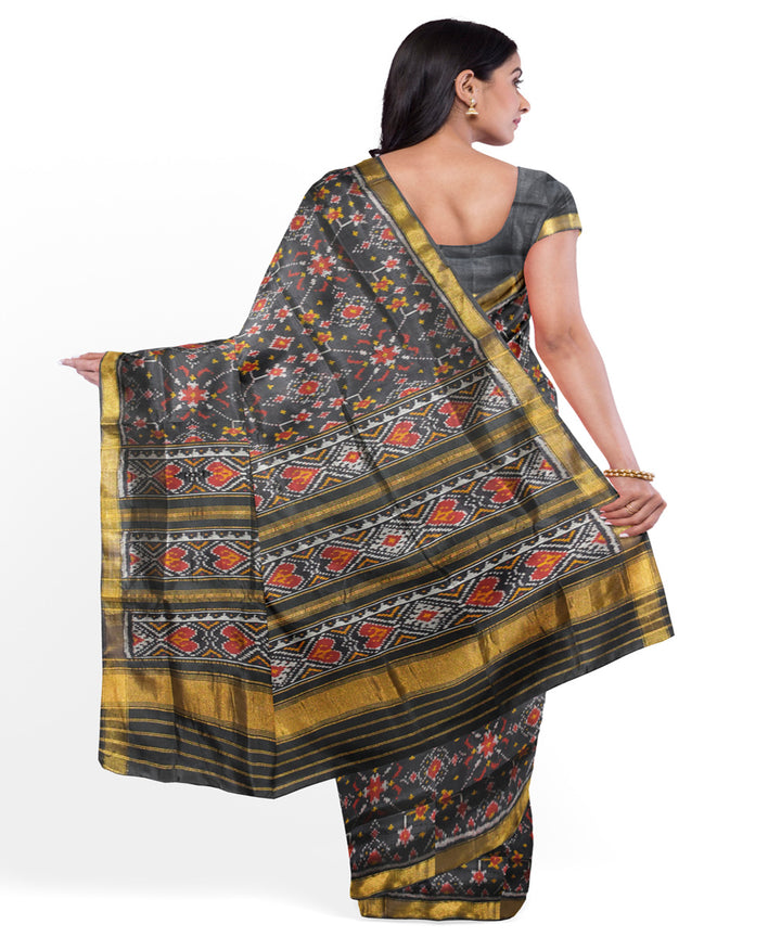 Black silk handloom patola saree