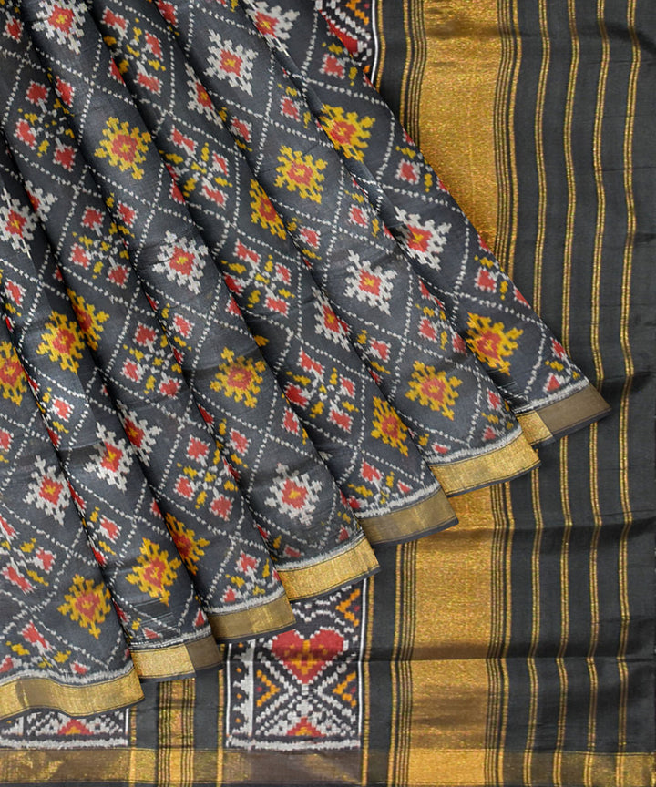 Black muatard silk handloom patola saree