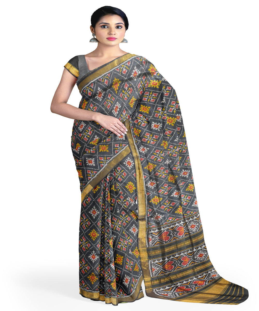 Black muatard silk handloom patola saree